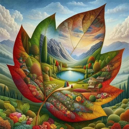 Puzzles 70 Teile Erwachsene,16x16 cm Lernspiel Herausforderung Spielzeug 70 Teile Blattlandschaft Puzzles für Erwachsene von Yeecer