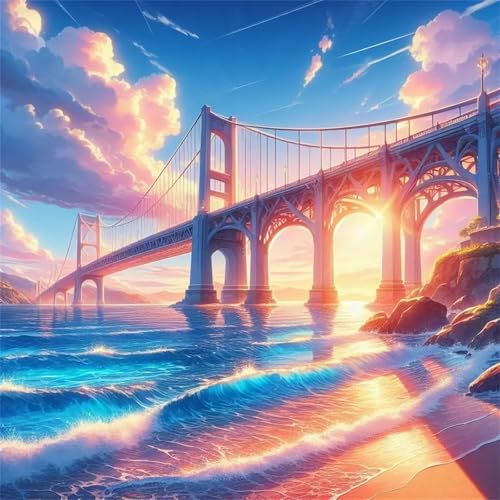 Puzzles 70 Teile Erwachsene,16x16 cm Lernspiel Herausforderung Spielzeug 70 Teile Brücke Sonnenaufgang Meer Puzzles für Erwachsene von Yeecer