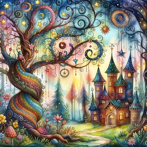 Puzzles 70 Teile Erwachsene,16x16 cm Lernspiel Herausforderung Spielzeug 70 Teile Cartoon-Baumhaus Puzzles für Erwachsene von Yeecer