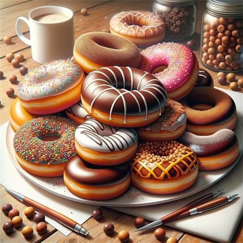 Puzzles 70 Teile Erwachsene,16x16 cm Lernspiel Herausforderung Spielzeug 70 Teile Donut Brot Kaffee Puzzles für Erwachsene von Yeecer