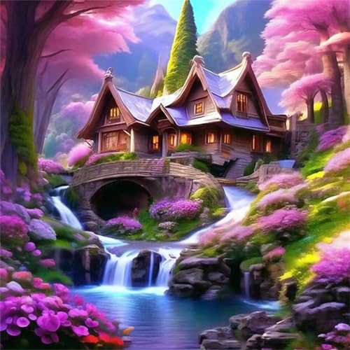 Puzzles 70 Teile Erwachsene,16x16 cm Lernspiel Herausforderung Spielzeug 70 Teile Holzhaus Fluss Puzzles für Erwachsene von Yeecer