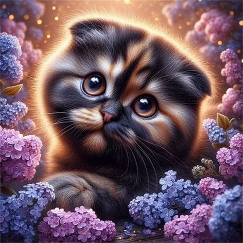 Puzzles 70 Teile Erwachsene,16x16 cm Lernspiel Herausforderung Spielzeug 70 Teile Hortensienkatze Puzzles für Erwachsene von Yeecer