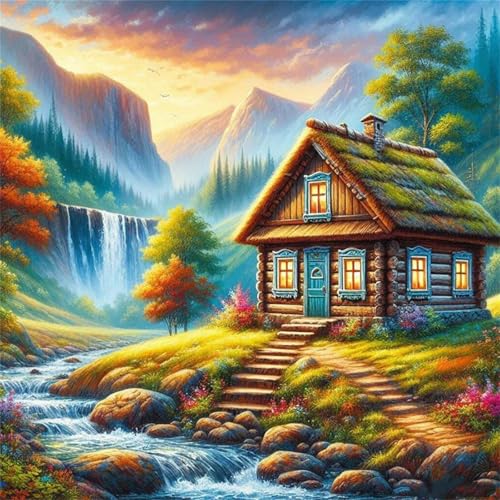 Puzzles 70 Teile Erwachsene,16x16 cm Lernspiel Herausforderung Spielzeug 70 Teile Hütte Berg Wasserfall Puzzles für Erwachsene von Yeecer