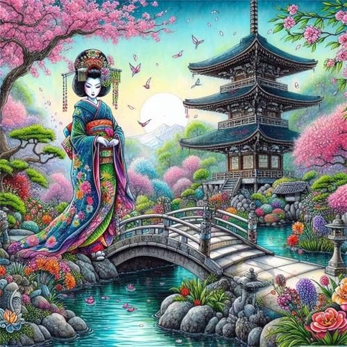 Puzzles 70 Teile Erwachsene,16x16 cm Lernspiel Herausforderung Spielzeug 70 Teile Japanische Gartenfrau Puzzles für Erwachsene von Yeecer