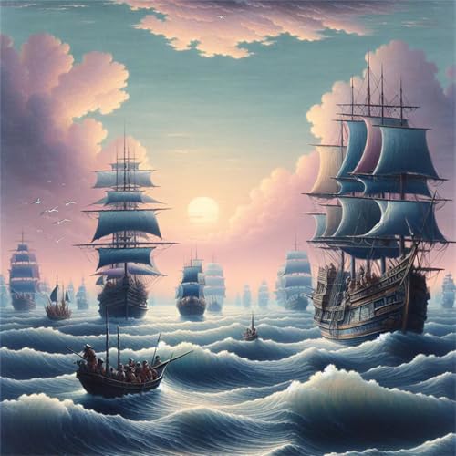 Puzzles 70 Teile Erwachsene,16x16 cm Lernspiel Herausforderung Spielzeug 70 Teile Landschaft der Ozeanflotte Puzzles für Erwachsene von Yeecer