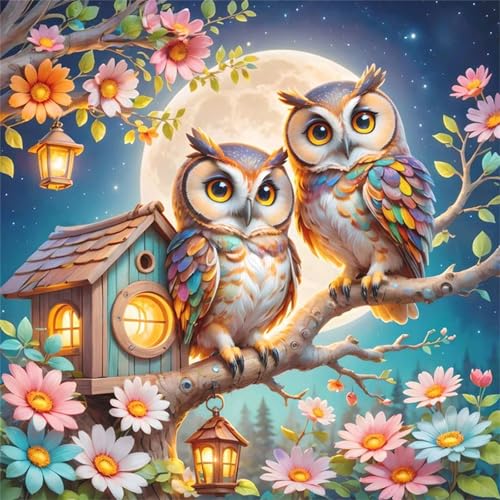 Puzzles 70 Teile Erwachsene,16x16 cm Lernspiel Herausforderung Spielzeug 70 Teile Mond Eulen Blumen Puzzles für Erwachsene von Yeecer