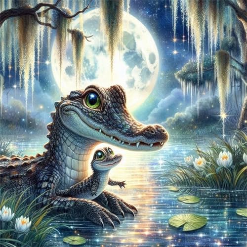 Puzzles 70 Teile Erwachsene,16x16 cm Lernspiel Herausforderung Spielzeug 70 Teile Mondsee-Krokodil Puzzles für Erwachsene von Yeecer