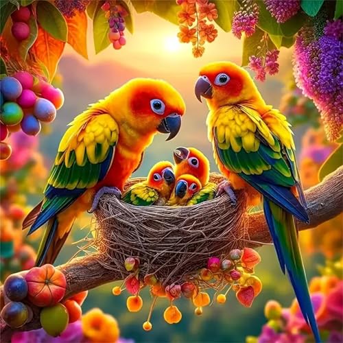 Puzzles 70 Teile Erwachsene,16x16 cm Lernspiel Herausforderung Spielzeug 70 Teile Papageienfamilie Puzzles für Erwachsene von Yeecer