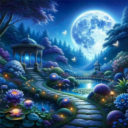 Puzzles 70 Teile Erwachsene,16x16 cm Lernspiel Herausforderung Spielzeug 70 Teile Park Mondlicht Blumen Puzzles für Erwachsene von Yeecer