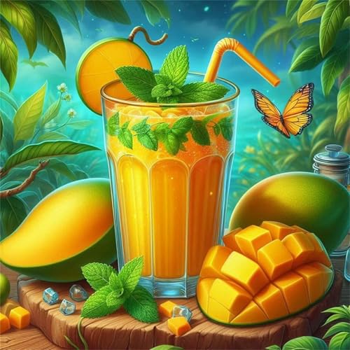 Puzzles 70 Teile Erwachsene,16x16 cm Lernspiel Herausforderung Spielzeug 70 Teile Sommer-Mango-Getränk Puzzles für Erwachsene von Yeecer