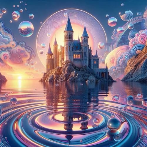 Puzzles 70 Teile Erwachsene,16x16 cm Lernspiel Herausforderung Spielzeug 70 Teile Sonnenuntergang am Ozeanschloss Puzzles für Erwachsene von Yeecer