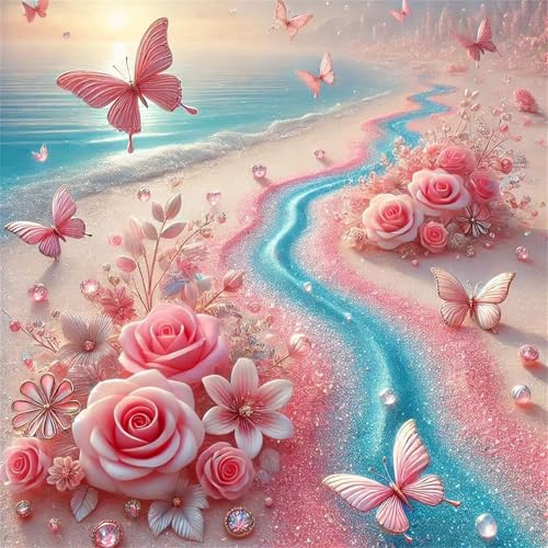 Puzzles 70 Teile Erwachsene,16x16 cm Lernspiel Herausforderung Spielzeug 70 Teile Strand Rosen Schmetterling Puzzles für Erwachsene von Yeecer