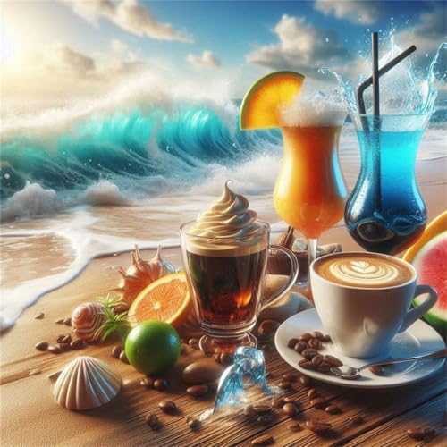 Puzzles 70 Teile Erwachsene,16x16 cm Lernspiel Herausforderung Spielzeug 70 Teile Strandgetränke Kaffee Puzzles für Erwachsene von Yeecer