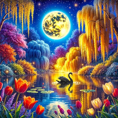 Puzzles 70 Teile Erwachsene,16x16 cm Lernspiel Herausforderung Spielzeug 70 Teile Tiere am Mondscheinsee Puzzles für Erwachsene von Yeecer