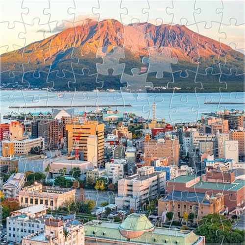 Puzzles 70 Teile Erwachsene,16x16 cm Lernspiel Herausforderung Spielzeug 70 Teile Vulkanische Stadtlandschaft Puzzles für Erwachsene von Yeecer