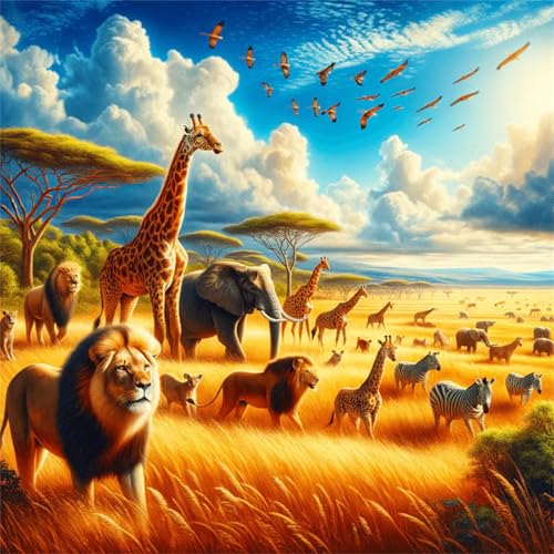 Puzzles 70 Teile Erwachsene,16x16 cm Lernspiel Herausforderung Spielzeug 70 Teile Wilde Safari afrikanische Tiere Puzzles für Erwachsene von Yeecer