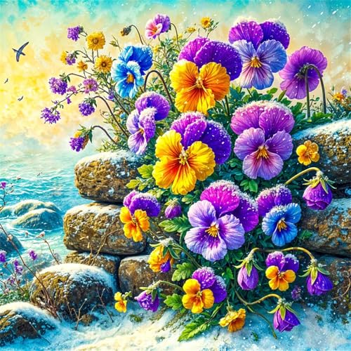 Puzzles 70 Teile Erwachsene,16x16 cm Lernspiel Herausforderung Spielzeug 70 Teile Winterfelsenblumen Puzzles für Erwachsene von Yeecer