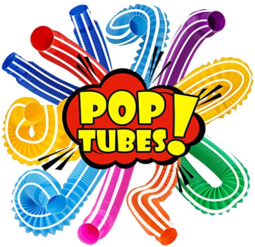 Yeefunjoy 12 Stück Fidget Pop Tube Toys für Kinder und Erwachsene, Pipe Sensory Tools zur Linderung von Stress und Angstzuständen, Cooles biegsames buntes Stimming-Spielzeug, Zappeln von Yeefunjoy
