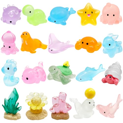 Yeefunjoy 20 Stück Mini Harz Tierfiguren, Meerestiere Figuren Harz Tier Spielzeug Miniatur Figuren Kleine Tierfiguren, Miniatur Meerestiere Set für DIY Aquarium Ornament Landschaftsgärten Fischbecken von Yeefunjoy