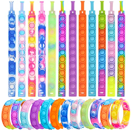 Yeefunjoy 24 Stück Pop Armband,Pop Bubble Bracelet Fidget Armband Spielzeug Set,Pop Armband Kinder Set Fidget Toys Set,Simple Sensory Toy,Stress Relief Fidgets Toys für Baby Kinder Erwachsene von Yeefunjoy