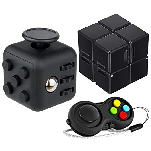 Yeefunjoy 3Pcs Anti-Stress Würfel Spielzeug, Infinity Cube, Fidget Pad Controller, Dekompression Spielzeug, Tötungs Zeit Zappeln Spielwaren für Kinder und Erwachsene Stressaubbau bei Nervösität von Yeefunjoy