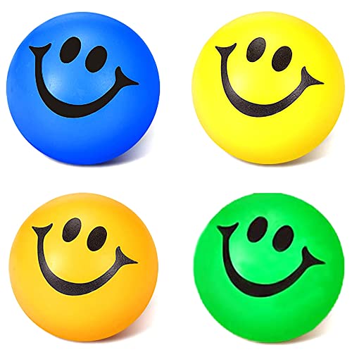 Yeefunjoy 4 Stück Antistressball für Kinder, Erwachsene Lächeln Gesicht Stress Bälle 2.3 Zoll Mini Schaum Stressabbau Bälle Stressabbau Spielzeug für Kindergeburtstag Mitbringsel, Büro Spielzeug von Yeefunjoy