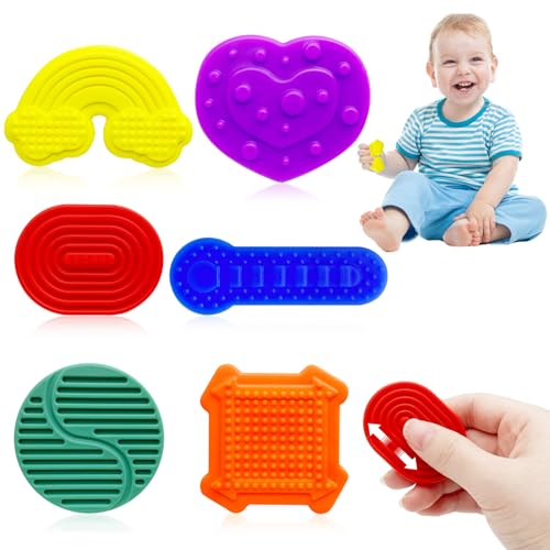 Yeefunjoy 6 Stück Fidget Toys Sensory Stones, Sensorisches Stones Stressabbau Spielzeug Silikon Strukturierte Worry Stone Stressberuhigendes für Kinder Erwachsene Emotional Beruhigendes Geschenk von Yeefunjoy