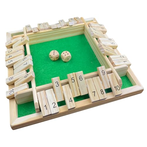 Yeefunjoy Shut The Box Spiel, Hölzernes Würfelspiel aus 2-4 Spieler Klassisch Würfelspiel Mathematik Lernspielzeug mit 2 Würfel für Kinder Reisespiel Family Brettspiele Erwachsene Partys Geschenk von Yeefunjoy