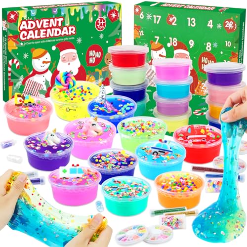 Slime Adventskalender 2024, Weihnachtskalender Geschenke, Weihnachts Countdown Adventskalender Schleim für Kinder ab 3 Jahren Slime Adventskalender 2024, Weihnachtskalender Geschenke, Weihnachts Countdown Adventskalender Schleim für Kinder ab 3 Jahren von Yeegnar