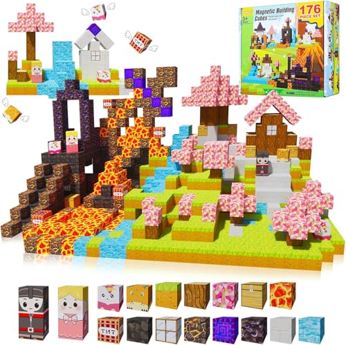 Yeegnar Magnetische Bausteine 150 Stück Montessori Spielzeug&Knobelspiele Magnetic Building Blocks Magnetische Fliesen Kleinkindspielzeug Kreatives Geschenk für Jungen und Mädchen ab3+ von Yeegnar