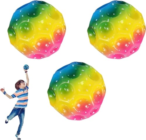 Yeehliny Moon Ball Höchsten Springender Gummiball Space Ball Moonball Planeten Hüpfbälle Astro Jump Ball Mini Bounce Ball Bouncing Ball Mondball Lavaball Leicht Greifbar Flummies für Kinder (3PCS) von Yeehliny