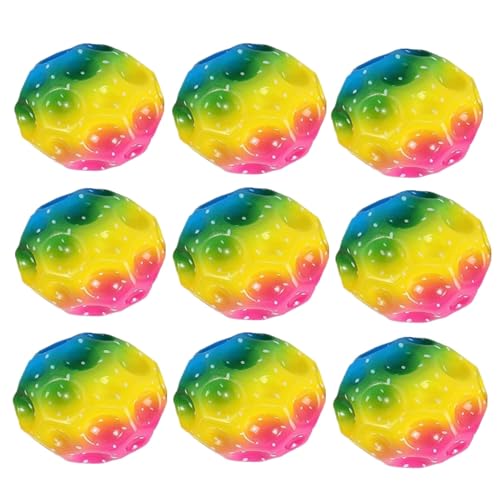 Yeehliny Moon Ball Höchsten Springender Gummiball Space Ball Moonball Planeten Hüpfbälle Astro Jump Ball Mini Bounce Ball Bouncing Ball Mondball Lavaball Leicht Greifbar Flummies für Kinder (9PCS) von Yeehliny