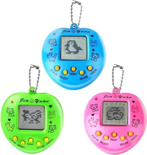 Yeelan 3 Stück Virtuelles Haustier,Elektronische Haustier-Spielmaschine,Handheld-Spielekonsole Tierspielzeug,Retro Geburtstagsgeschenkspielzeug mit Schlüsselbund für Kinder(Zufällige Farbe,Herz-Form) von Yeelan