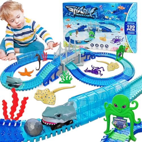 Rennstrecke Spielzeug, 199 Stück Spielzeugautos Autobahn, Autorennbahn Kinder ab 3 4 5 6 7 8 Jahre Junge Mädchen, Spielzeug im Meeresthema, STEM-Lernspielset, Weihnachten Geburtstag Geschenk Rennstrecke Spielzeug, 199 Stück Spielzeugautos Autobahn, Autorennbahn Kinder ab 3 4 5 6 7 8 Jahre Junge Mädchen, Spielzeug im Meeresthema, STEM-Lernspielset, Weihnachten Geburtstag Geschenk von Yeelan