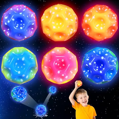 Yeelan Jump Ball 6 Stück,Leuchtende Moon Ball 7 cm,Hohe Springender Gummiball,Space Ball,Springball,Bouncing Ball,Jumping Ball für Kinder Geeignet für Innen und Außen,Zufällige Farben,Bunte von Yeelan