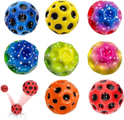 Yeelan Jumper Ball 8 pcs, MondballBall Spielzeug, 4 schillernde Farben, 4 einfarbige Farben, zufällige Farbzuordnung, Hüpfspielzeug für Kinder Geeignet für Innen und Außen von Yeelan