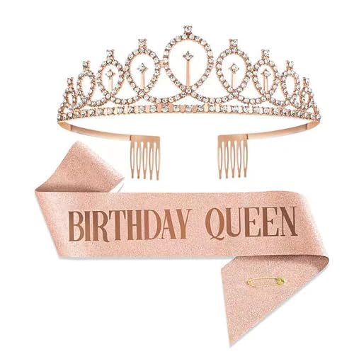 Yeenano Geburtstag Mädchen Krone mit Schärpe,Geburtstag Mädchen Schärpe Haarreif Glitter Kristall Dekor Stirnband Tiara Königin Prinzessin Diadem Haar-Zusätze und Champagner Farbe Schärpe Yeenano Geburtstag Mädchen Krone mit Schärpe,Geburtstag Mädchen Schärpe Haarreif Glitter Kristall Dekor Stirnband Tiara Königin Prinzessin Diadem Haar-Zusätze und Champagner Farbe Schärpe von Yeenano