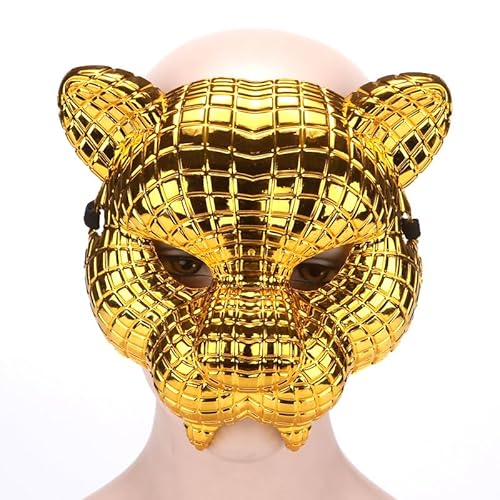 Yeesabella Koreanische traditionelle Game Guard Maske, Neuheit Masken Kreis Dreieck Quadrat Boss Frontman Gesichtsmaske für Soldat - Wächter Spieler Kostüm Karneval Mottoparty Leopard von Yeesabella