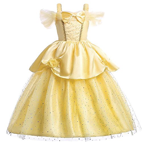 yeesn Little Mädchen Princess Belle Kostüm Schulterfrei Layered Kleid bis (4-5T) von yeesn
