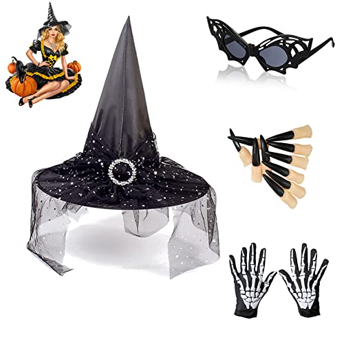 Yeeteesy Hexe Hut Kostüm set, Partei Hexenhut Hexenhut Spitzmütze Halloween Kostüm Requisiten für Erwachsene Kinder Halloween Cosplay Maskerade Zubehör Geschenk Yeeteesy Hexe Hut Kostüm set, Partei Hexenhut Hexenhut Spitzmütze Halloween Kostüm Requisiten für Erwachsene Kinder Halloween Cosplay Maskerade Zubehör Geschenk von Yeeteesy
