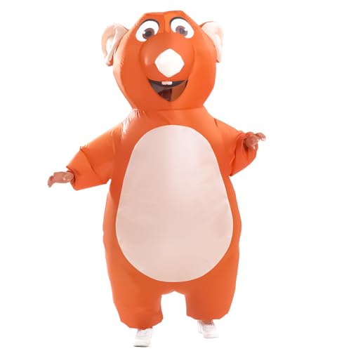 Yeffute Aufblasbares Maus-Kostüm für Erwachsene, aufblasbares Maus-Kostüm, lustig, Halloween, Party, Cosplay, Anzug (braun) von Yeffute