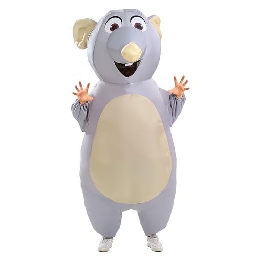 Yeffute Aufblasbares Maus-Kostüm für Erwachsene, aufblasbares Maus-Kostüm, lustiges Halloween-Party, Cosplay-Kostüm, Anzug (grau) von Yeffute