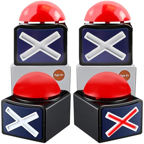 Yeffxior 4 Pack Game Buzzer mit Lichtern und Alarm Sound Party Contest Sound Button Spielzeug Buzzer für Spielshows, Quizfragen und Familientalentshows von Yeffxior
