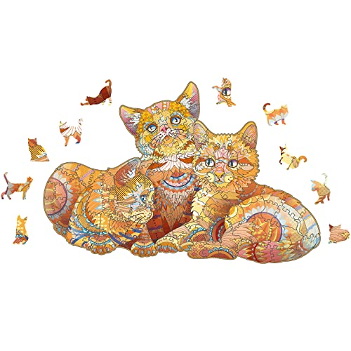Yefun Holzpuzzle Erwachsene, Jigsaw Puzzle Erwachsene, 100 Teile Katze Forma Animale Holzpuzzle für Erwachsene und Kinder, Wooden Tiere Puzzle Geschenkpackung 16X24.4CM von Yefun