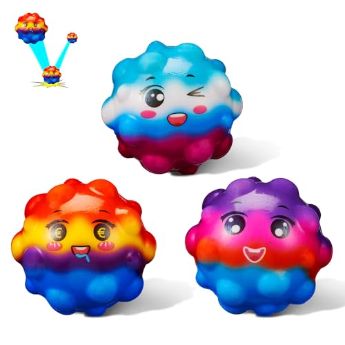Yefun 3 Stück Moon Ball, Boulder Ball, Jump Ball, Extreme High Bouncing Ball, Space Ball, Verbessern Hand-Auge Koordination, Einfach zu greifen und zu fangen, Flummies für Kinder(lächelndes Gesicht) von Yefun