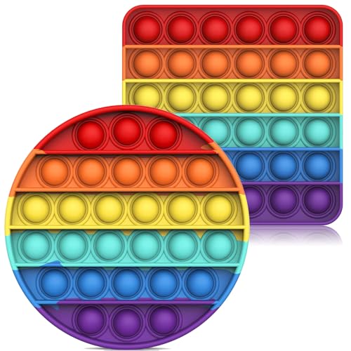 Yefun Sensorisches Fidget-Spielzeug, Blasen, spezielle Bedürfnisse, Stresslinderung, spezielle Bedürfnisse, stille Klassenzimmer (Regenbogen-Kreis und -Quadrat) von Yefun