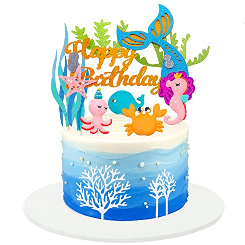 Yefun Tortendeko Unterwasserwelt, Ocean Animals Geburtstag Kuchen Deko, Cupcake Topper für Baby Kinder Jungen Party Dekoration Yefun Tortendeko Unterwasserwelt, Ocean Animals Geburtstag Kuchen Deko, Cupcake Topper für Baby Kinder Jungen Party Dekoration von Yefun