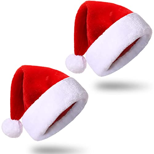 Yefun Weihnachtsmütze Kinder Nikolausmütze plüsche weihnachtsmann mütze Rote Santa Mütze (2 Stück) von Yefun
