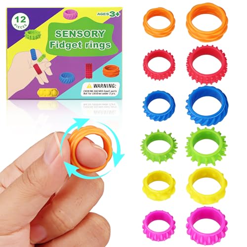 12 Stress Less Fidget Ring Toys für Kinder Erwachsene Skills Anti Panikattacken Arthroroller Ring Roller Fidget Adventskalender Adventskalender Sensorik Stern Anxiety ADHD Toys Sensorik Autismus von Yegookay