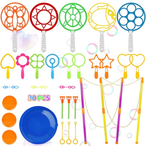 Riesenseifenblasen Stäbe Set 30 Stück XXL Riesen Seifenblasen Stab für Kinder Seifenblasenpfeife Erwachsene für Spielsachen für Draußen Gartenspielzeug Kinder ab 8 Jahre Seifenblasen Mitgebsel von Yegookay